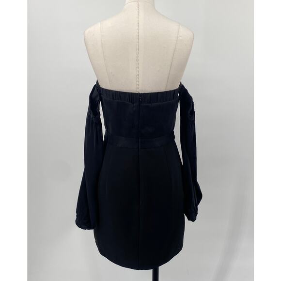 NBD Revolve Bustier Mini Dress Off Shoulder Long Sleeve Black Womens Medium - Picture 5 of 8